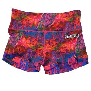 RX Barbell Isabel 2.5" Shorts Multi Color Mini Shorts Gym Activewear Size M EUC